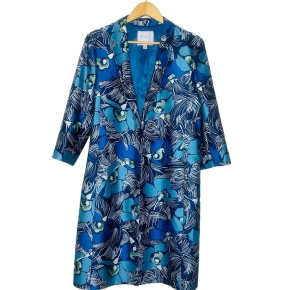 NWOT Nordstrom Signature and Caroline Issa Printed Wool Silk Topper Coat Size 12 - Picture 2 of 10